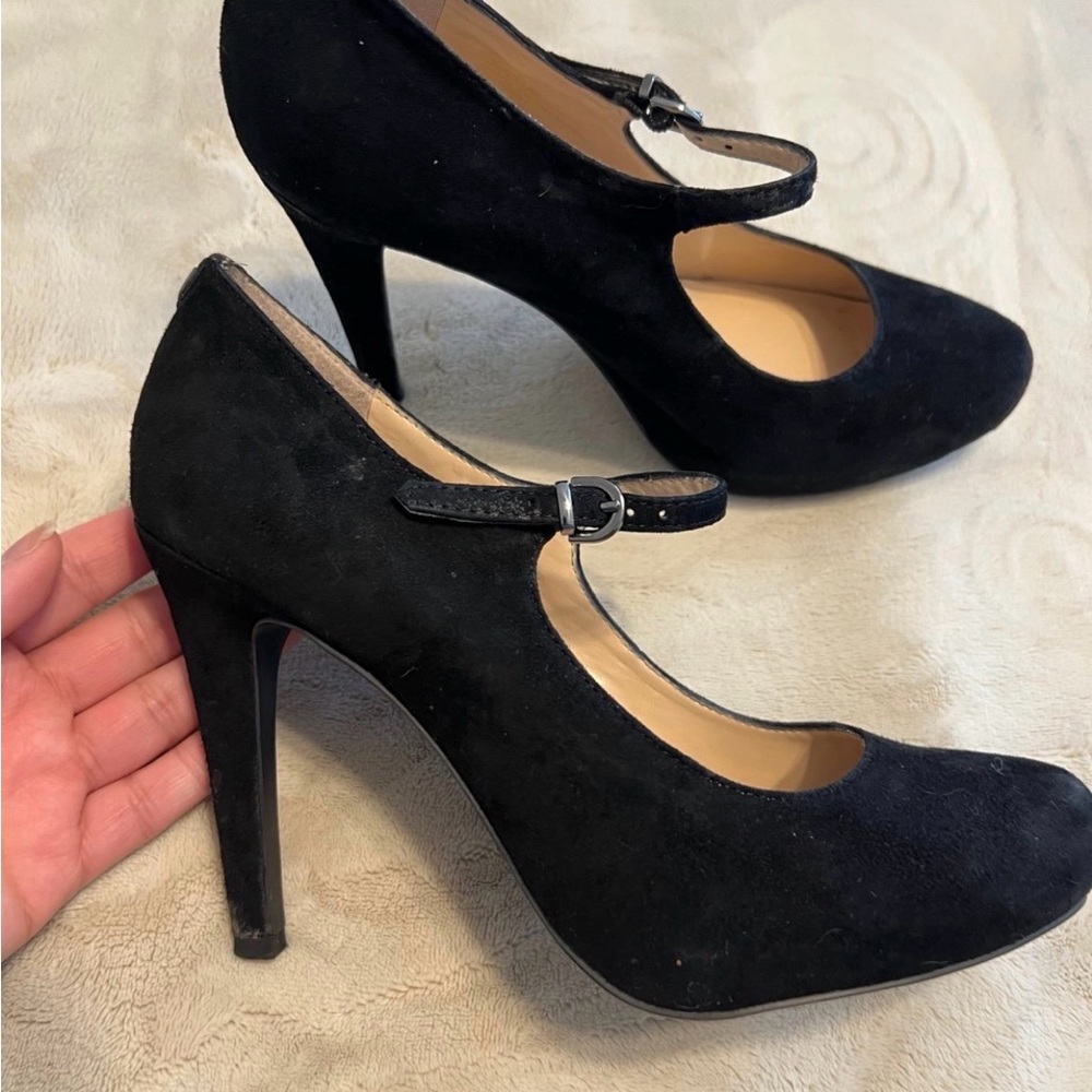 Guess Black Suede Mary Jane High Heels